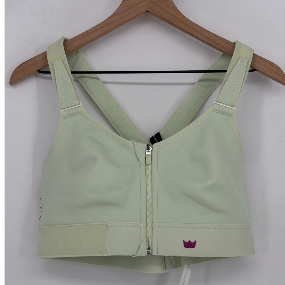 SHEFIT Flex Sports Bra Womens 1Luxe Green High Impact Zip Front Adjustable